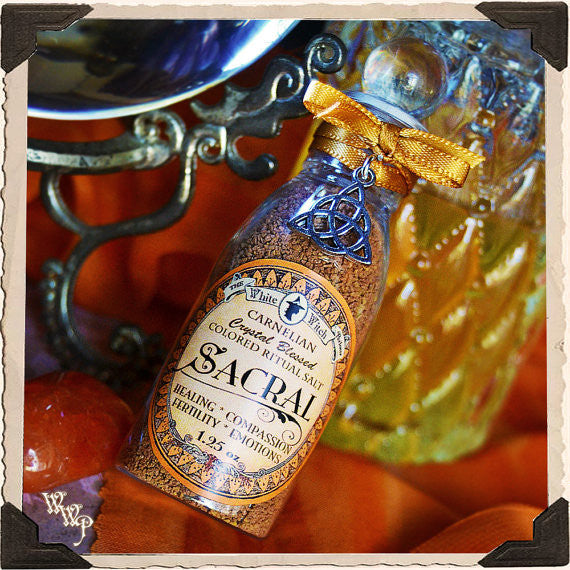 ORANGE/ Brown RITUAL SALT. Sacral. Blessed with Carnelian & Amber Musk on a Full Moon White Witch Parlour