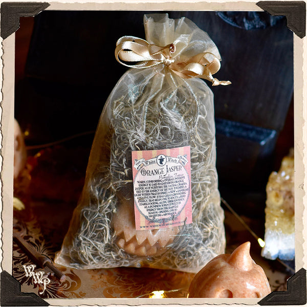 ORANGE JASPER PUMPKIN. Crystal Totem For Comforting Energy, Harvesting Positivity & Samhain. White Witch Parlour