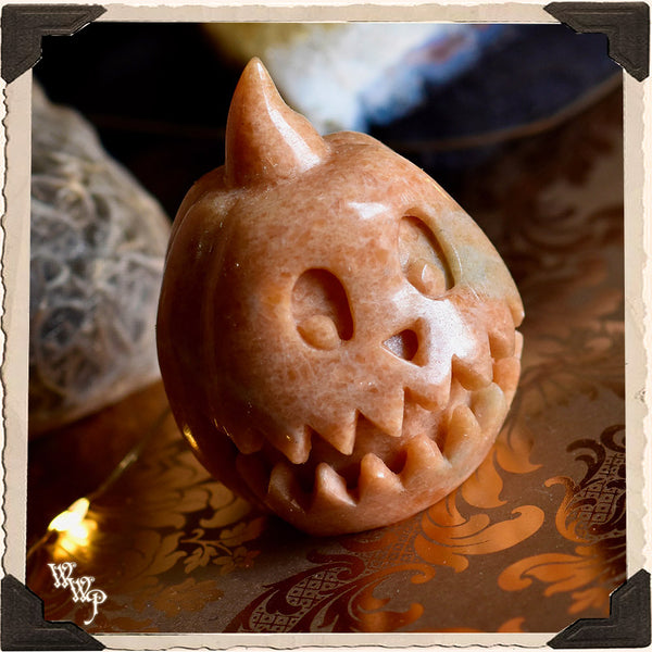 ORANGE JASPER PUMPKIN. Crystal Totem For Comforting Energy, Harvesting Positivity & Samhain. White Witch Parlour