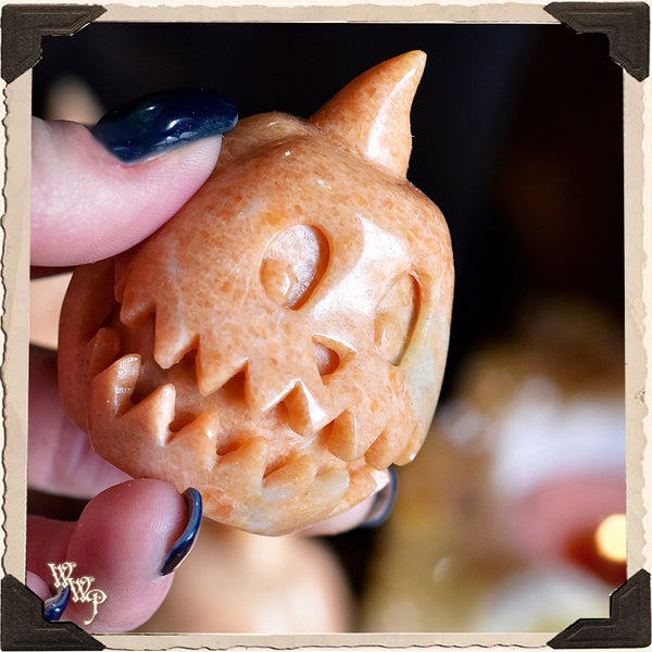ORANGE JASPER PUMPKIN. Crystal Totem For Comforting Energy, Harvesting Positivity & Samhain. White Witch Parlour