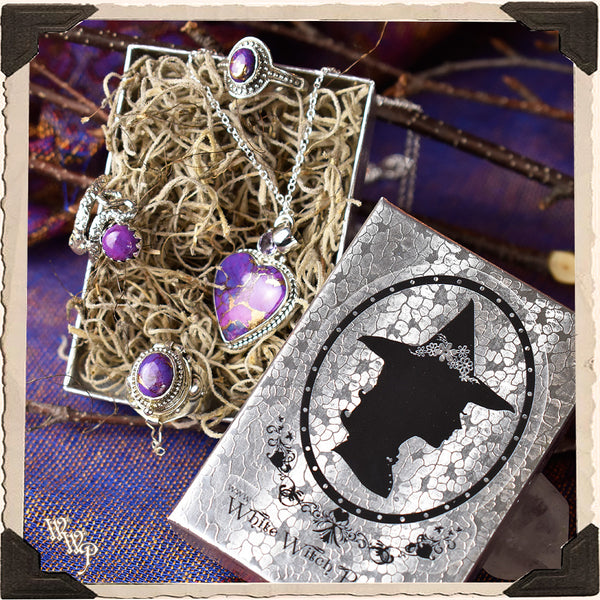 LIMITED EDITION : COPPER & PURPLE TURQUOISE OVAL RING. For Empaths & Psychic Development. Sterling Silver.( SKU:PCT88 ) White Witch Parlour