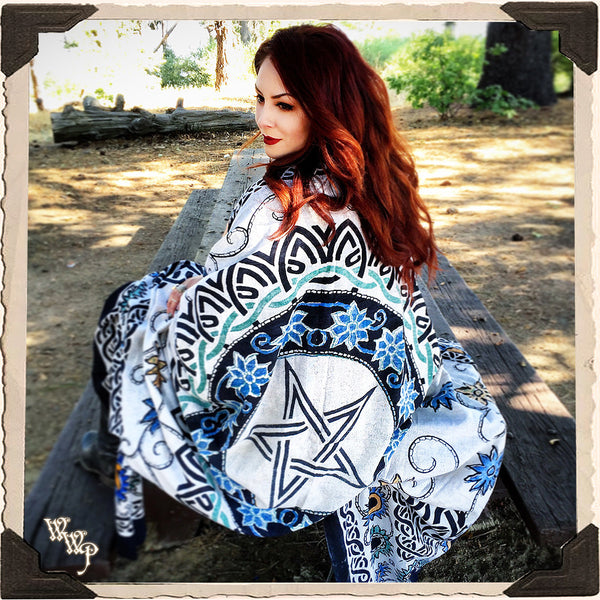 PENTACLE TAPESTRY. Large Floral Botanical White Witch Throw Blanket, Bedspread & Decor. White Witch Parlour