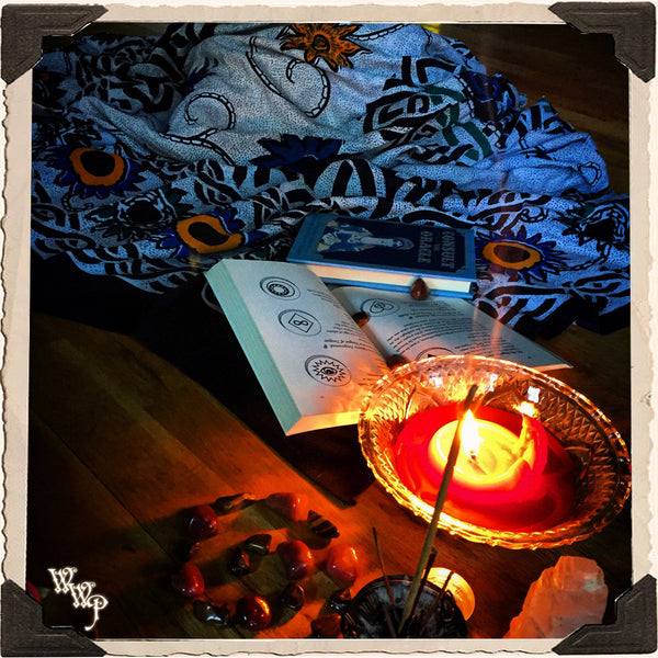 PENTACLE TAPESTRY. Large Floral Botanical White Witch Throw Blanket, Bedspread & Decor. White Witch Parlour