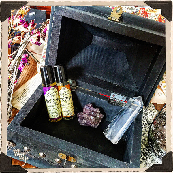 PENTACLE WITCH BOX. Aged Witch's Wooden Chest for Crystals, Potions & More. White Witch Parlour