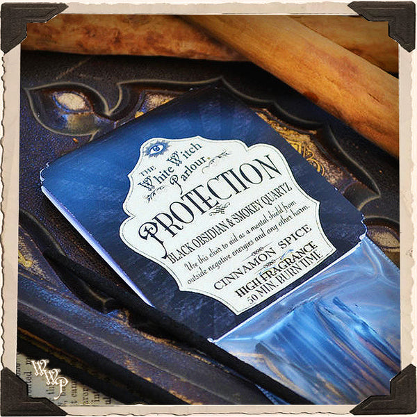 PROTECTION Elixir INCENSE. 20 Stick Pack. Scent of Cinnamon & Spice. Blessed by Smoky Quartz & Obsidian.