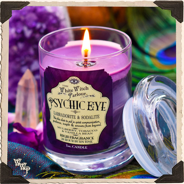 PSYCHIC EYE Elixir Apothecary CANDLE 7oz. For Enhancing Psychic Intuition & Spiritual Energy. White Witch Parlour