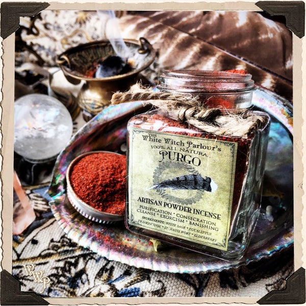 PURGO Powder Incense All Natural. Blessed by Onyx & Clear Quartz For Purification & Smudging. White Witch Parlour