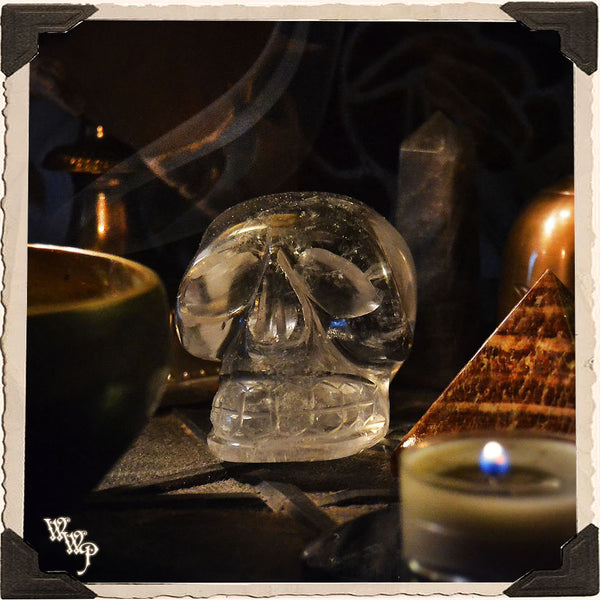 CLEAR QUARTZ CRYSTAL SKULL. For Wisdom, Psychic Clarity & Spiritual Growth. White Witch Parlour