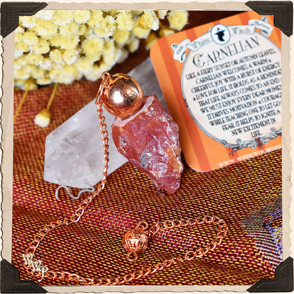 RAW CARNELIAN CRYSTAL PENDULUM. For Positive Energy, Motivation & Courage.