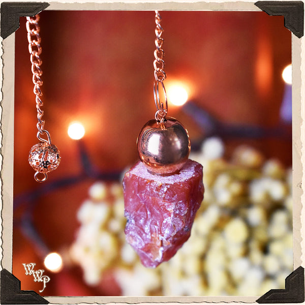 RAW CARNELIAN CRYSTAL PENDULUM. For Positive Energy, Motivation & Courage. White Witch Parlour