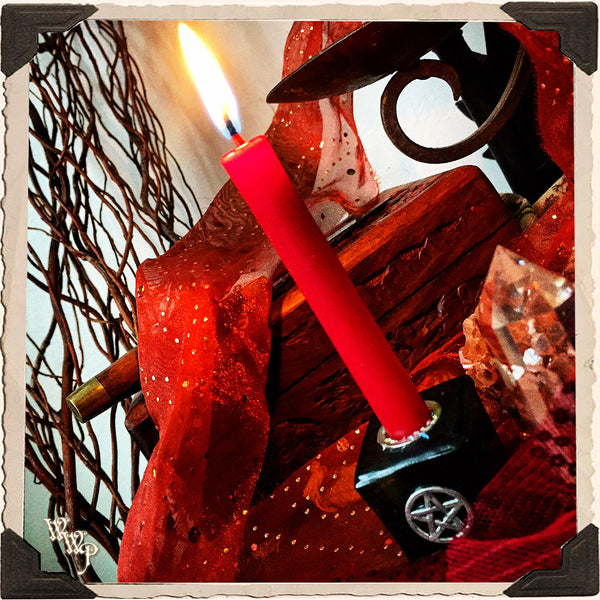 RED SPELL CANDLES. 13 Pack - Unscented. Mini Taper Candle Magick for Fire, Earth Element & Root Chakra. White Witch Parlour