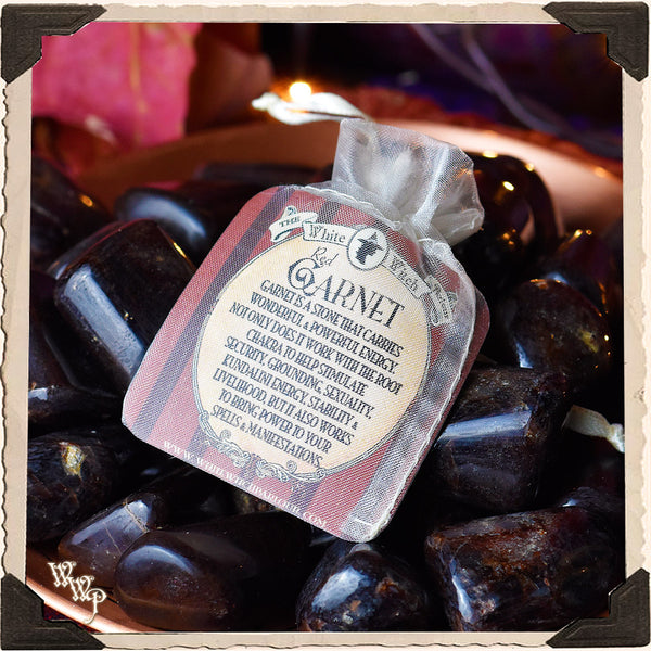 RED GARNET TUMBLED CRYSTAL. For Sexuality, Root Chakra, Success & Power. White Witch Parlour