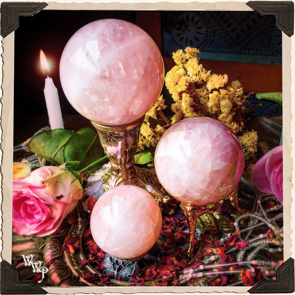 ROSE QUARTZ SPHERE CRYSTAL. For Love, Heart Chakra, Compassion. White Witch Parlour