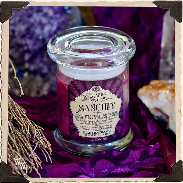 SANCTIFY Elixir Apothecary CANDLE 7oz. For Sacred Space, Ritual Work, High Vibrations. White Witch Parlour