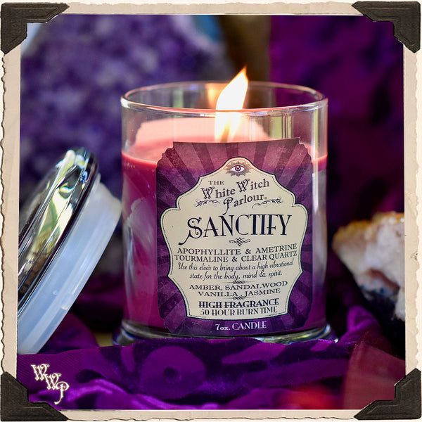 SANCTIFY Elixir Apothecary CANDLE 7oz. For Sacred Space, Ritual Work, High Vibrations. White Witch Parlour
