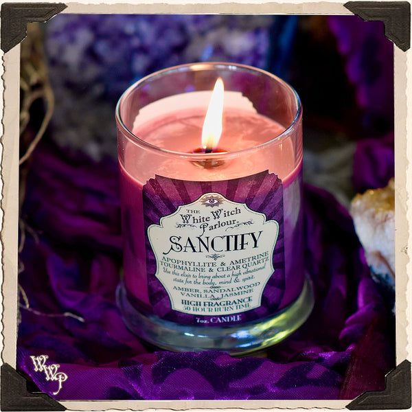 SANCTIFY Elixir Apothecary CANDLE 7oz. For Sacred Space, Ritual Work, High Vibrations. White Witch Parlour