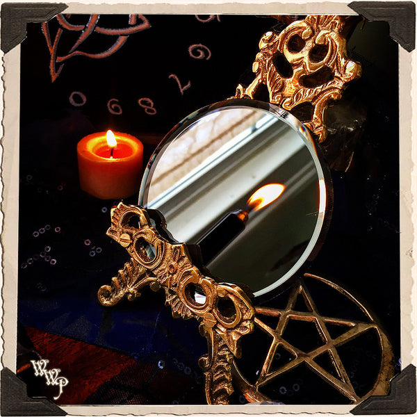 Mini Scrying Mirror. Occult Divination & Fortune Telling Black / Grey Mirror. Altar Decor White Witch Parlour