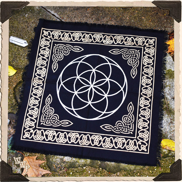 SEED OF LIFE ALTAR CLOTH Crystal Grid Mat White Witch Parlour