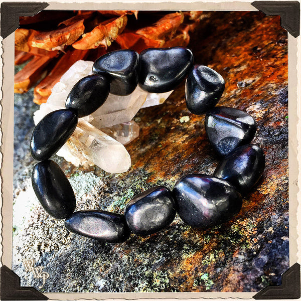 ANCIENT SHUNGITE BRACELET. Stone Nuggets For Shamanic Healing, Transformation & Earth Connection. White Witch Parlour