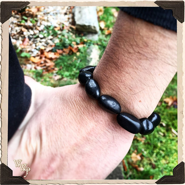 ANCIENT SHUNGITE BRACELET. Stone Nuggets For Shamanic Healing, Transformation & Earth Connection. White Witch Parlour