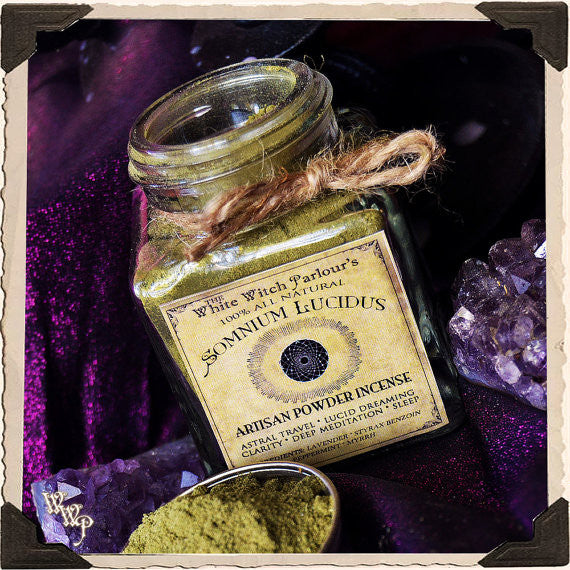 SOMNIUM LUCIDUS Powder Incense. All Natural. Blessed with Amethyst for Astral Travel & Lucid Dreaming White Witch Parlour
