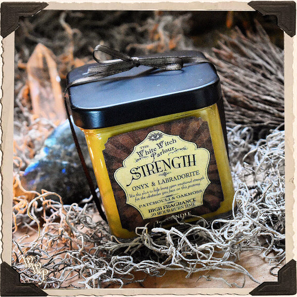 STRENGTH Elixir Apothecary CANDLE 7oz. For Courage, Emotional Protection & Inspiration. White Witch Parlour