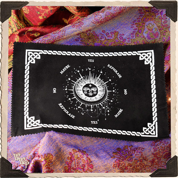 CELESTIAL SUN BLACK VELVET PENDULUM MAT. For Divination.