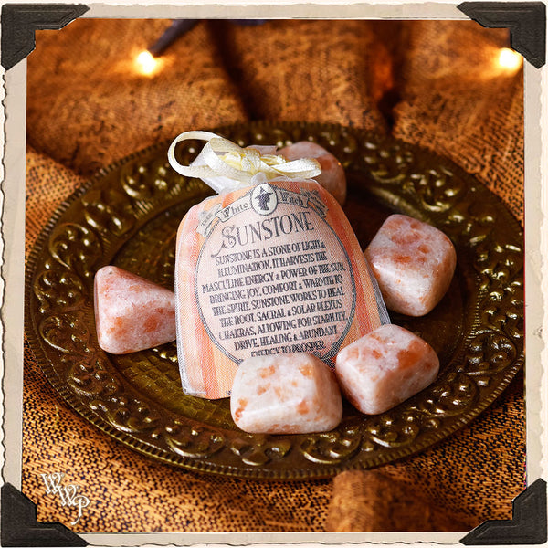SUNSTONE TUMBLED CRYSTAL. For Masculine Sun Energy & Happiness. White Witch Parlour