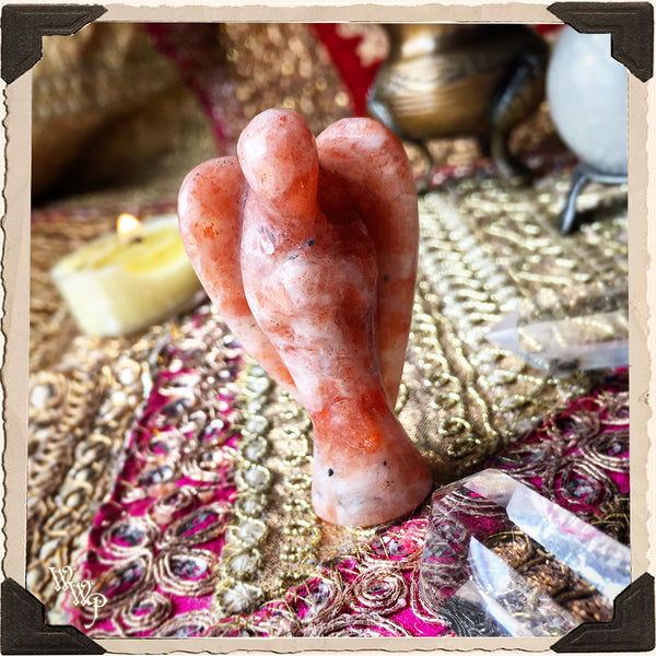 SUNSTONE CRYSTAL GUARDIAN ANGEL. For Joy, Light Energy, Healing & Happiness. White Witch Parlour