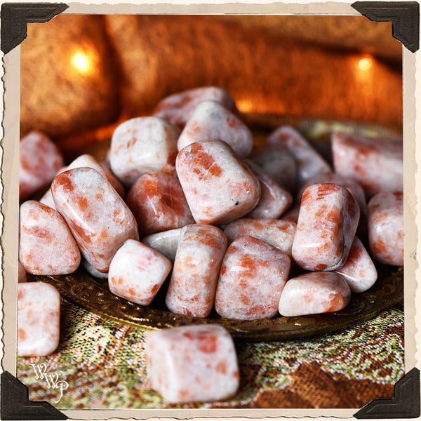 SUNSTONE TUMBLED CRYSTAL. For Masculine Sun Energy & Happiness. White Witch Parlour