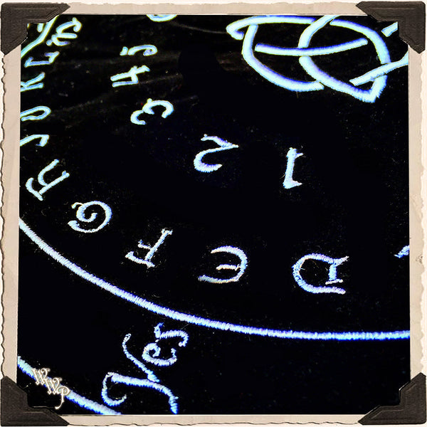 BLACK VELVET PENDULUM MAT. With Celtic Triquetra For Divination & Spiritual Insight. White Witch Parlour