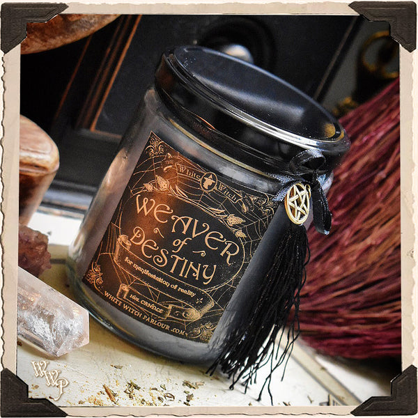 WEAVER OF DESTINY APOTHECARY CANDLE 16oz. For Manifestation of Reality & Conjuring Ideal Outcomes. White Witch Parlour