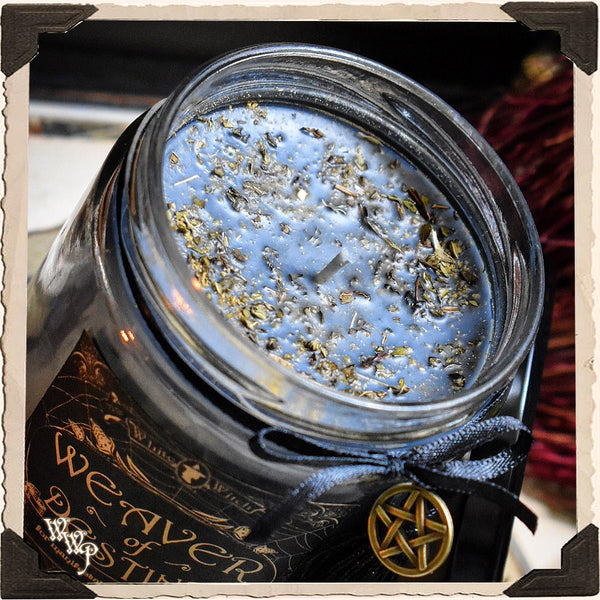 WEAVER OF DESTINY APOTHECARY CANDLE 16oz. For Manifestation of Reality & Conjuring Ideal Outcomes. White Witch Parlour
