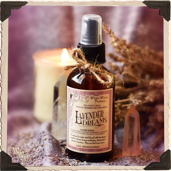LAVENDER DREAMS 4oz. All Natural Ritual Smudge Spray. For Calming Sleep & Meditation White Witch Parlour