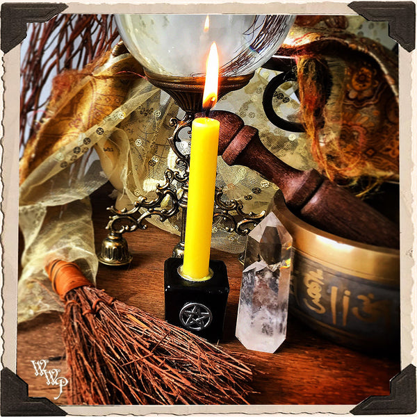 YELLOW SPELL CANDLES. 13 Pack - Unscented. Mini Taper Candle Magick for Sun Energy & Solar Plexus. White Witch Parlour