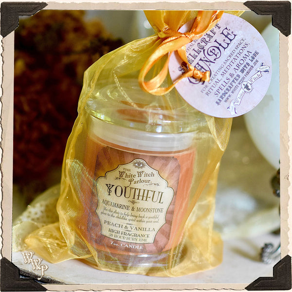 YOUTHFUL Elixir Apothecary CANDLE 7oz. For Playfulness, Softening the Ego & Glowing Energy. White Witch Parlour