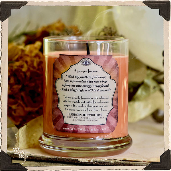 YOUTHFUL Elixir Apothecary CANDLE 7oz. For Playfulness, Softening the Ego & Glowing Energy. White Witch Parlour