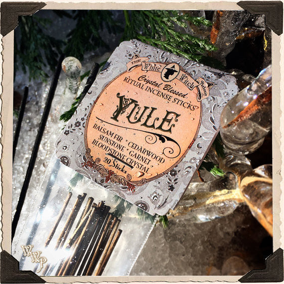 YULE INCENSE. 20 Stick Pack. Winter Solstice. Scent of Balsam Fir Pine & Cedarwood. Blessed by Sunstone, Garnet & Bloodstone. White Witch Parlour