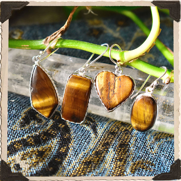 LIMITED EDITION : TIGER’S EYE EARRINGS. For Grounding & Courage. Sterling Silver.