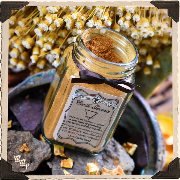 'EARTH' ELEMENT ALL NATURAL POWDER INCENSE. For Grounding, Protection & Harvest. White Witch Parlour