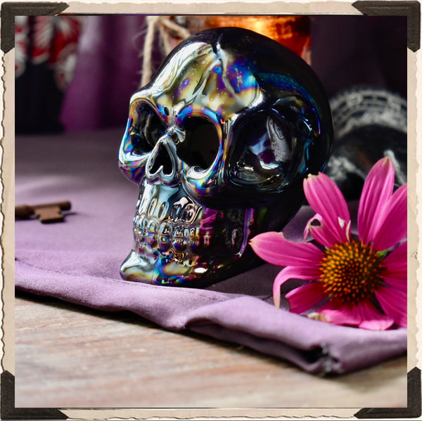 Chrome Colored SKULL DECOR . For Altar Decor, Samhain & Dia Del Los Muertos White Witch Parlour