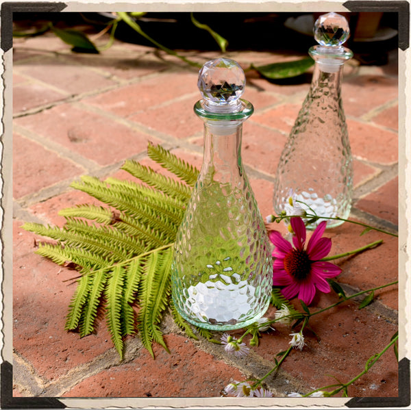 GLASS APOTHECARY BOTTLE 6oz. For Vintage Altar Moon Water, Potions, Herbs. White Witch Parlour