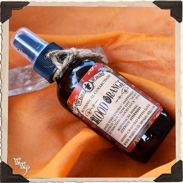 BLOOD ORANGE INCENSE. 4oz. Ritual Spray. Single-Note Botanical. Citrus Scent, Blessed by Clear Quartz Crystal.