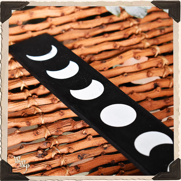 MOON PHASES WOODEN INCENSE SLED. Incense Stick Holder.