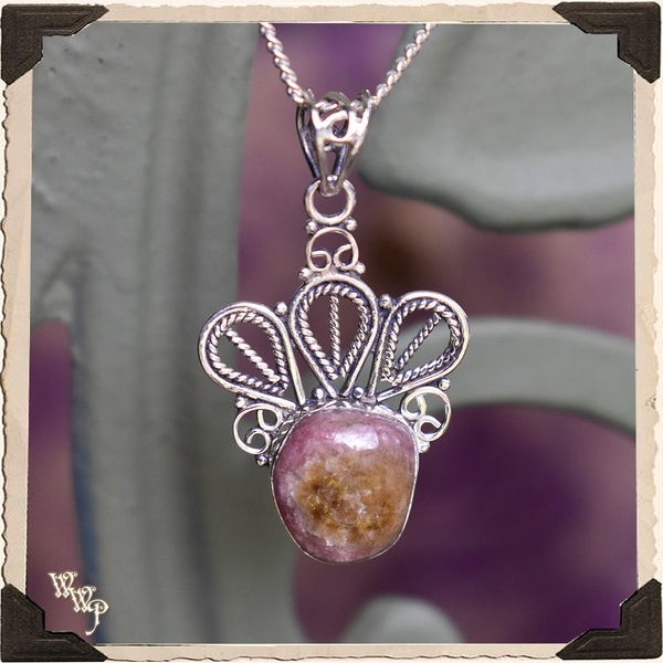 LIMITED EDITION: PINK BIO TOURMALINE NECKLACE. For Witchcraft & Spiritual Protection