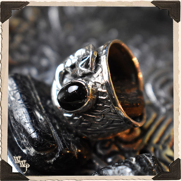 LIMITED EDITION : RAINBOW OBSIDIAN MOON CUFF RING. For Power, Protection & Enjoyment.