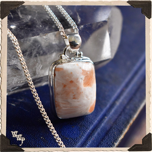 LIMITED EDITION: ORANGE SCOLECITE PENDANT NECKLACE For Inner Peace & Spiritual Transformation.