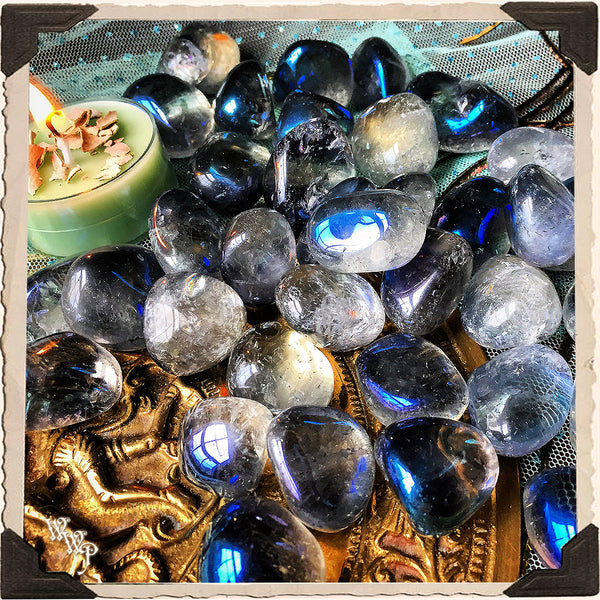 AQUA AURA QUARTZ TUMBLED CRYSTAL. For Soul Energy, Peace & New Doorways. White Witch Parlour
