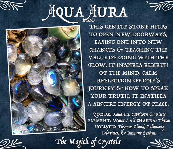 AQUA AURA QUARTZ TUMBLED CRYSTAL. For Soul Energy, Peace & New Doorways.