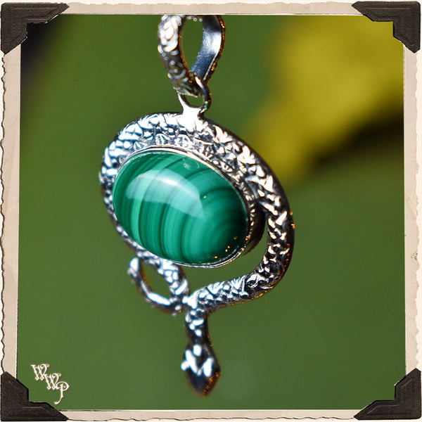 LIMITED EDITION : MALACHITE SNAKE NECKLACE. For Spiritual Guidance, Leadership & Transformation.